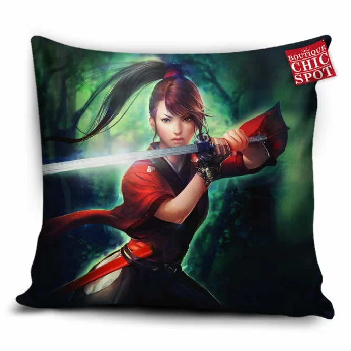 Samurai Girl Pillow Cover