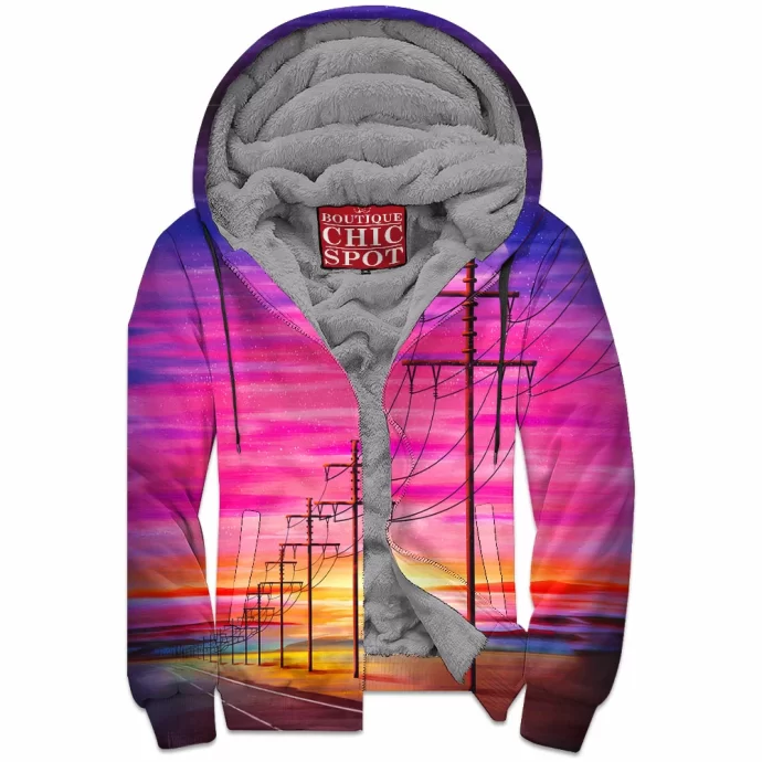 Oceanside Sunset Zip Fleece Hoodie