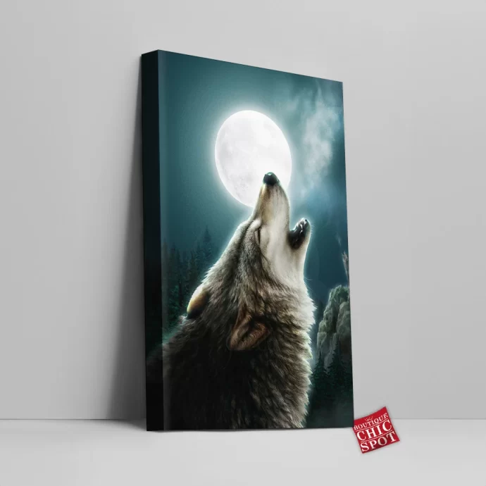 Lunar Wolf Canvas Wall Art