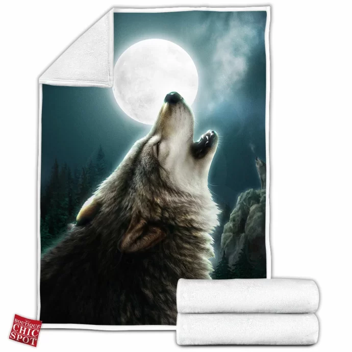 Lunar Wolf Fleece Blanket