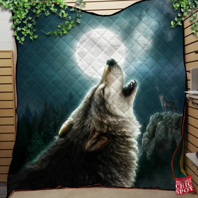 Lunar Wolf Quilt Blanket