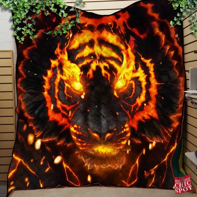 Soul Of Fire Tiger Quilt Blanket