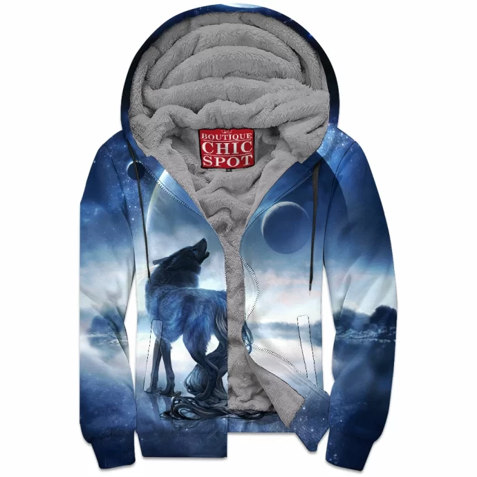 Wolf Zip Fleece Hoodie