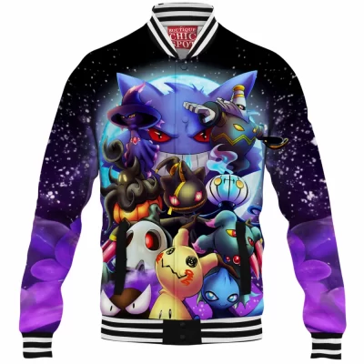 Anime Baseball-Jacket, Ghost Pokemon Baseball-Jacket