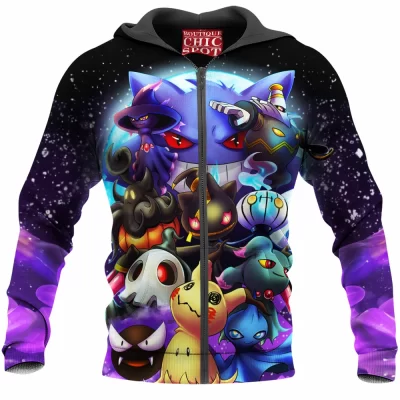 Anime Zip-Hoodie, Ghost Pokemon Zip-Hoodie
