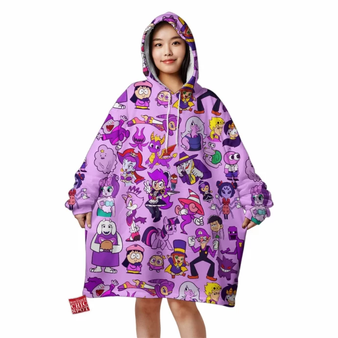 Purple Characters Blanket Hoodie