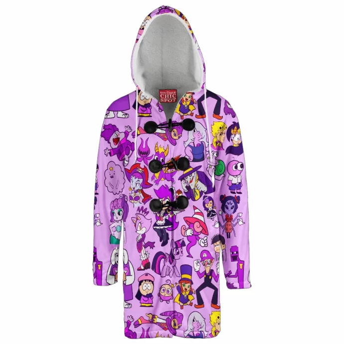 Purple Characters Hooded Cloak Coat