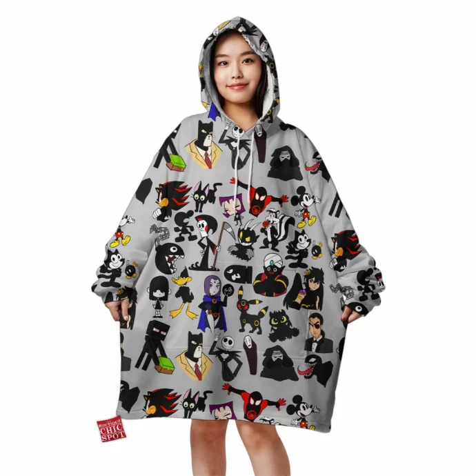 Black Characters Blanket Hoodie