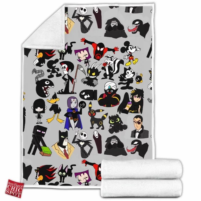 Black Characters Fleece Blanket