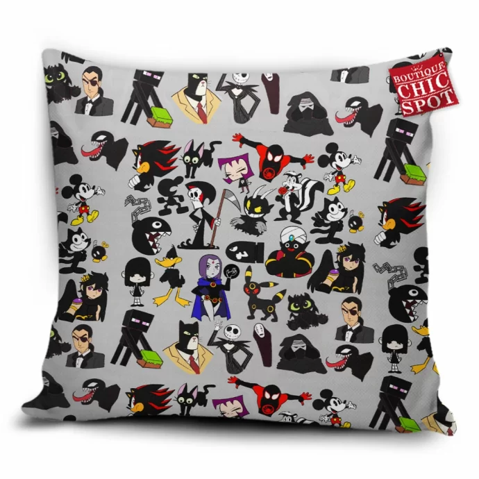 Black Characters Pillow Cover