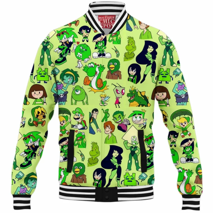 Green Characters Baseball Jacket