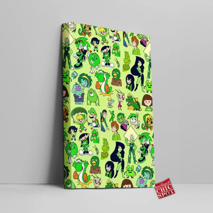 Green Characters Canvas Wall Art