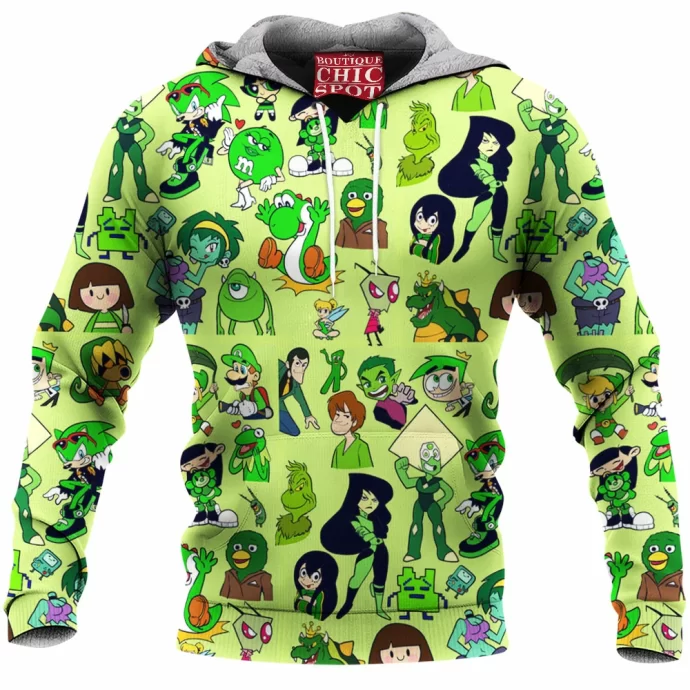 Green Characters Fleece Hoodie