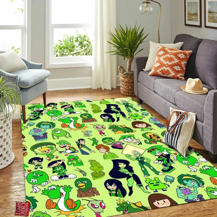 Green Characters Rectangle Rug