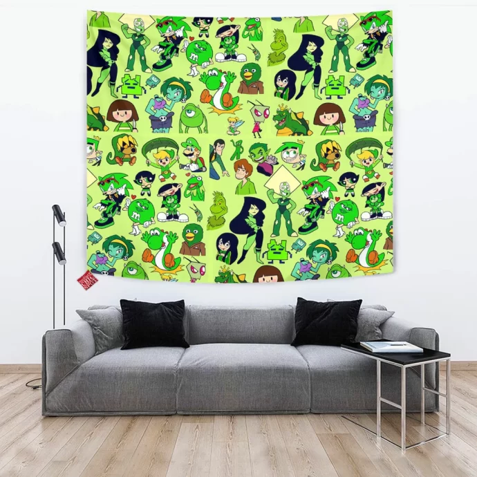 Green Characters Tapestry