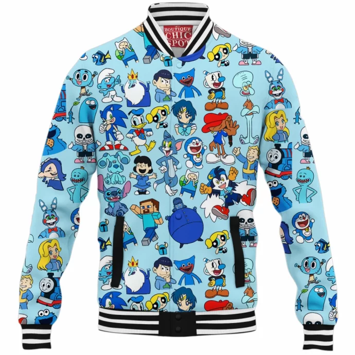 Blue Characters Baseball Jacket