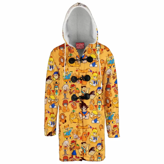 Orange Characters Hooded Cloak Coat