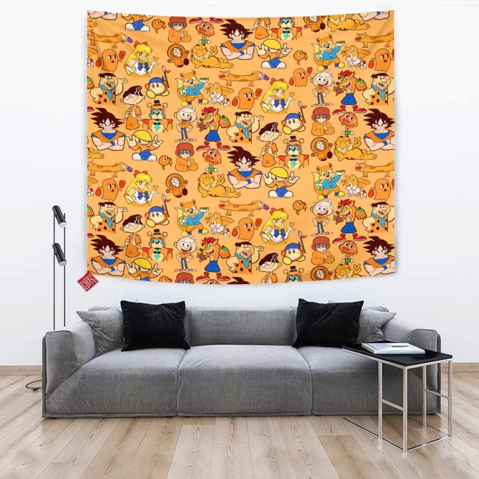 Orange Characters Tapestry