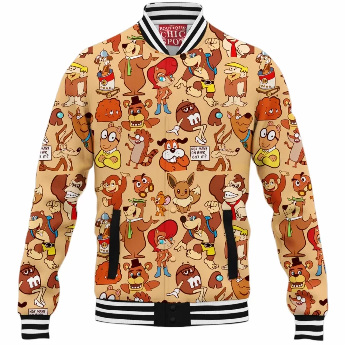 Brown Characters Baseball Jacket