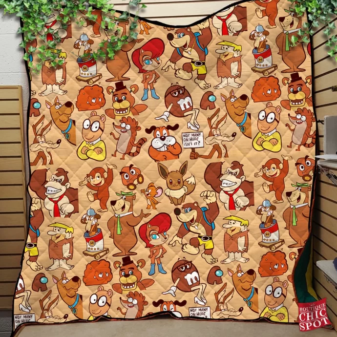 Brown Characters Quilt Blanket