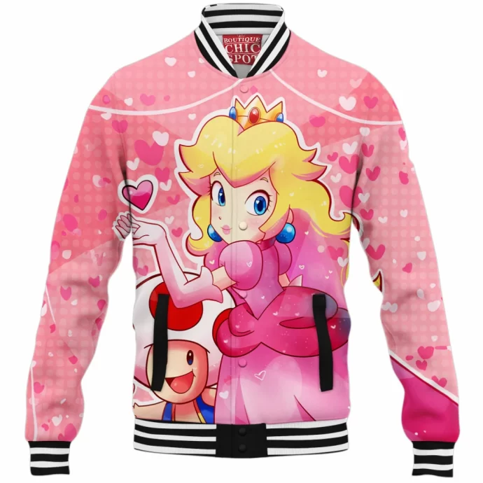 Princess Peach And Toad Baseball Jacket