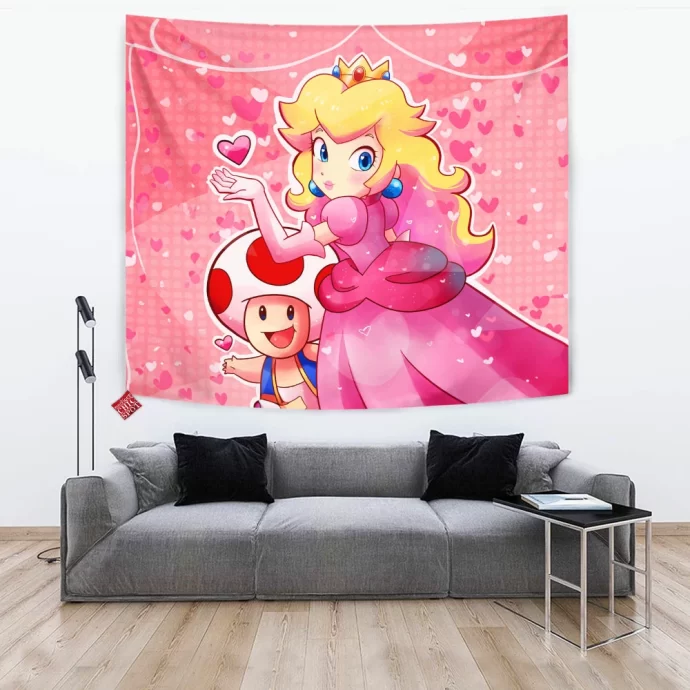 Princess Peach And Toad Tapestry