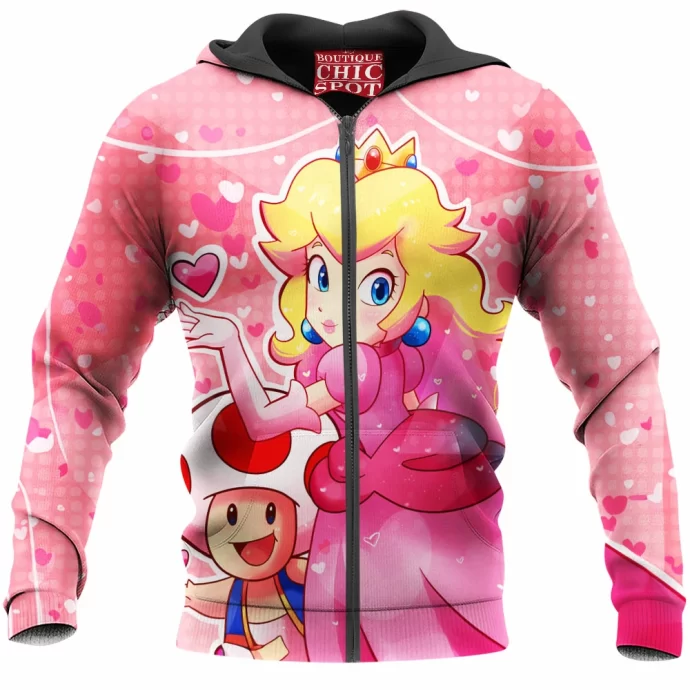 Princess Peach And Toad Zip Hoodie