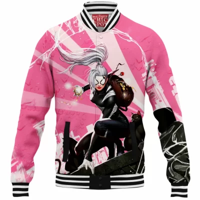Comic Baseball-Jacket, Black Cat Baseball-Jacket