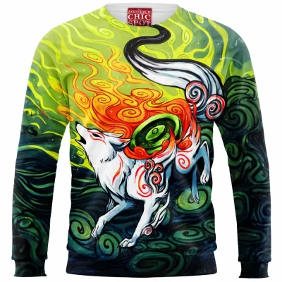 Anime Zip Sweatshirt, Game Zip Sweatshirt, Okami Zip Sweatshirt