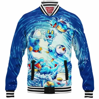 Anime Baseball-Jacket, Water Pokemon Baseball-Jacket