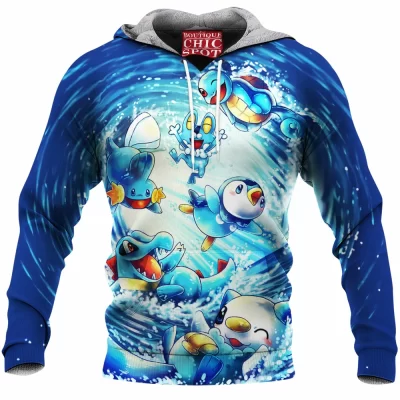 Anime Fleece-Hoodie, Water Pokemon Fleece-Hoodie