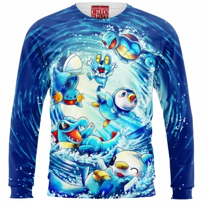 Water Pokemon Zip Sweatshirt, Anime Zip Sweatshirt