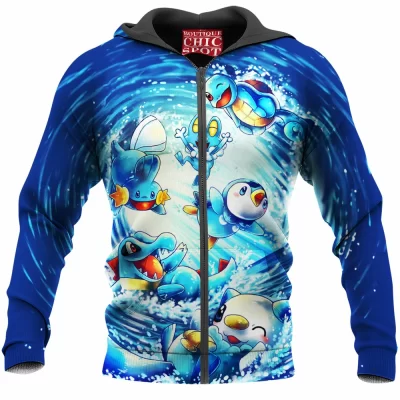 Anime Zip-Hoodie, Water Pokemon Zip-Hoodie