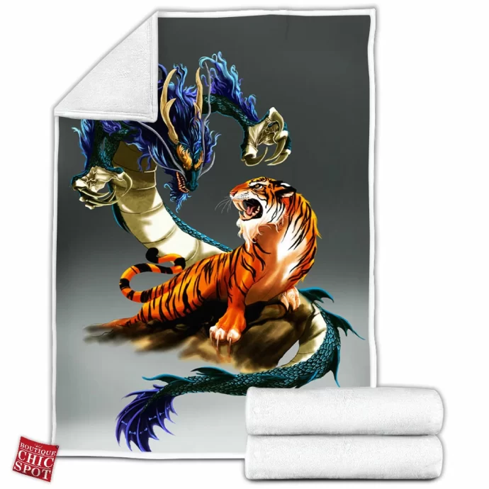 Tiger And Dragon Fleece Blanket