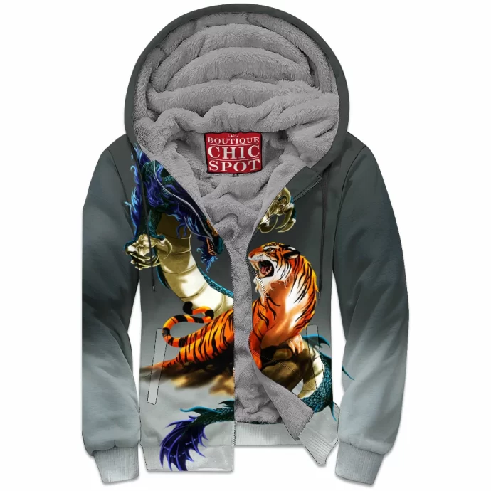 Tiger And Dragon Zip Fleece Hoodie