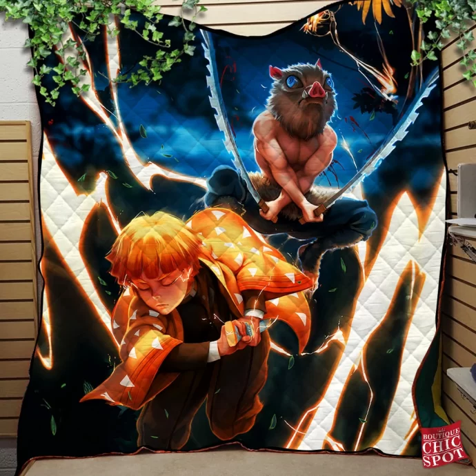 Zenitsu And Inosuke Quilt Blanket