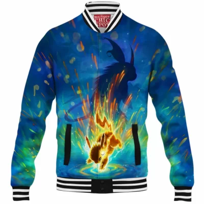 Anime Baseball-Jacket, Pikachu Baseball-Jacket, Pokemon Baseball-Jacket