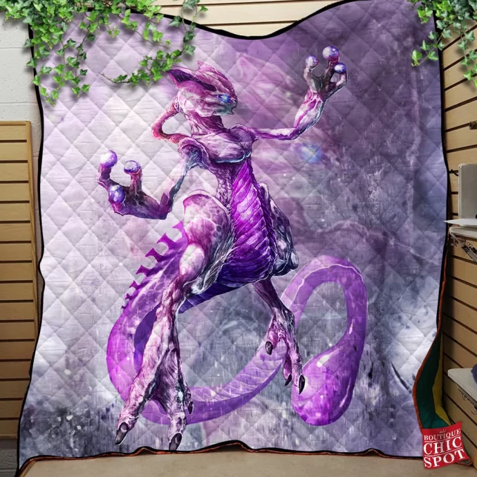 Mystic Mewtwo Quilt Blanket