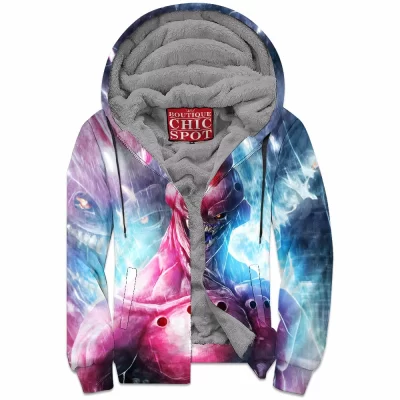 Anime Zip-Fleece-Hoodie, Dragon Ball Zip-Fleece-Hoodie, Majin Buu Zip-Fleece-Hoodie
