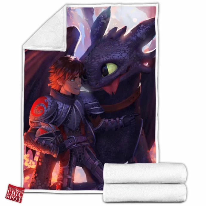 Hiccup And Toothless Fleece Blanket