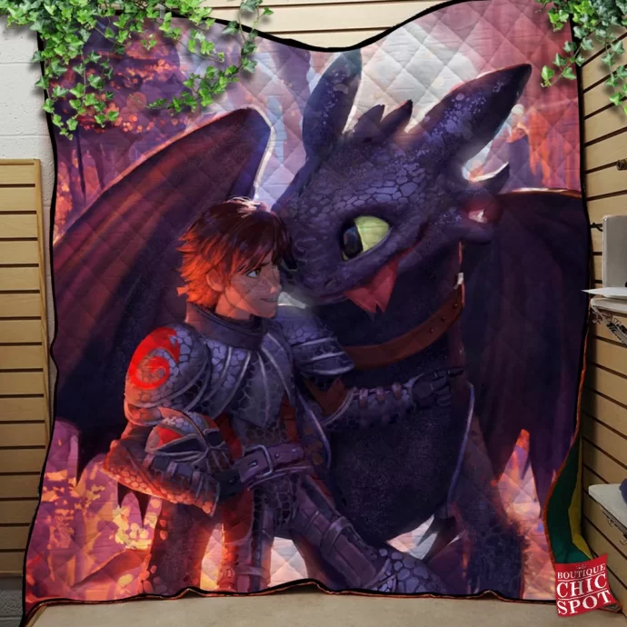 Hiccup And Toothless Quilt Blanket