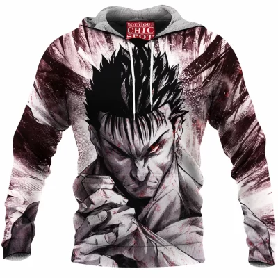 Anime Fleece-Hoodie, Berserk Fleece-Hoodie, Guts Fleece-Hoodie