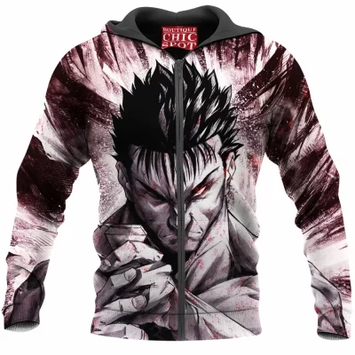 Anime Zip-Hoodie, Berserk Zip-Hoodie, Guts Zip-Hoodie