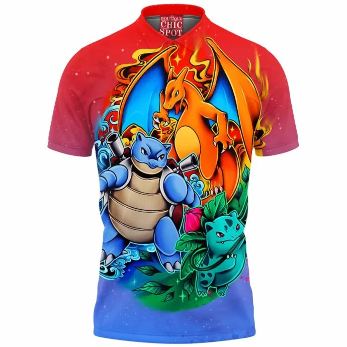 Charizard Blastoise Ivysaur Polo Shirt