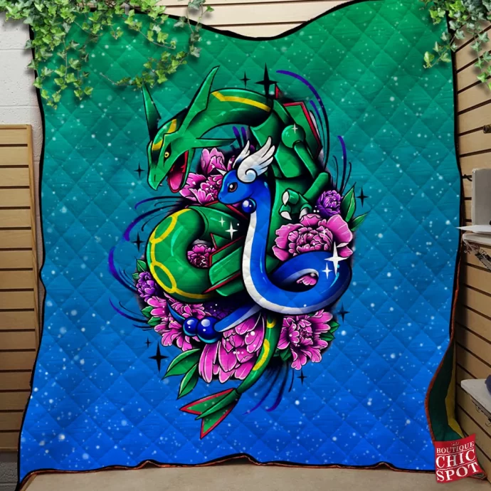 Dragonair Rayquaza Quilt Blanket