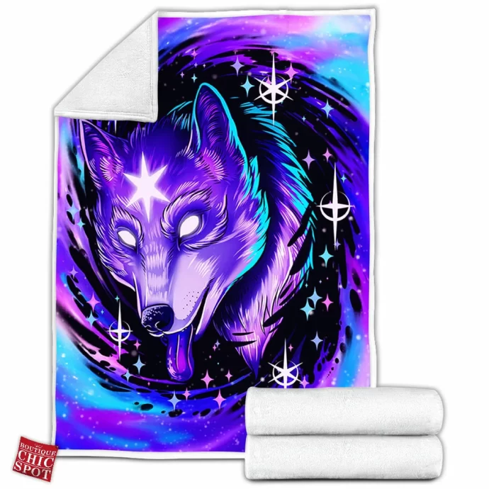 Black Hole Wolf Fleece Blanket