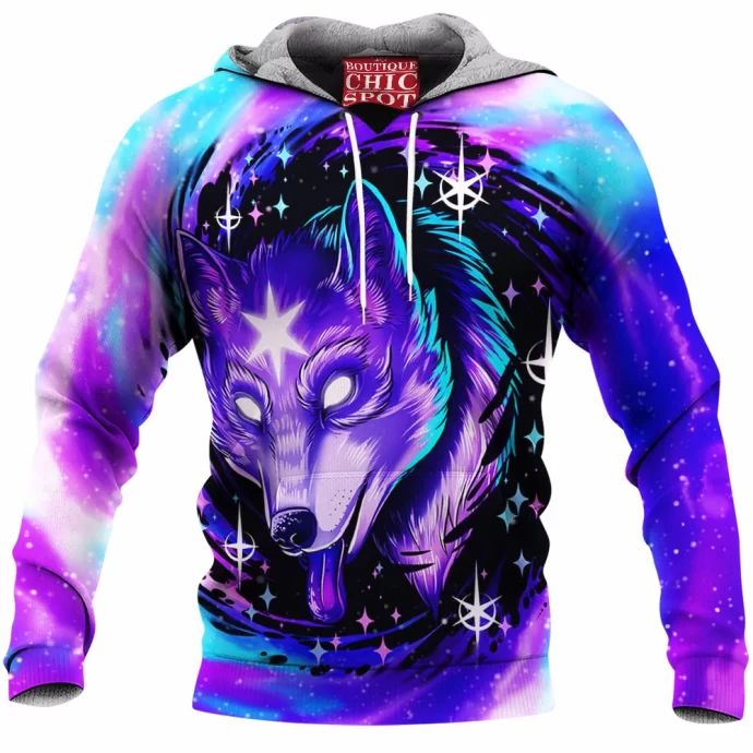 Black Hole Wolf Fleece Hoodie