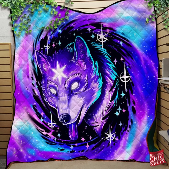 Black Hole Wolf Quilt Blanket