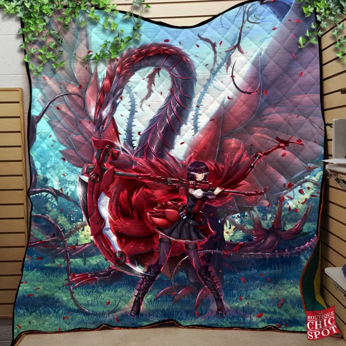 Yugioh Black Rose Dragon Quilt Blanket