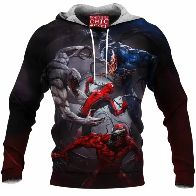 Comic Fleece-Hoodie, Symbiote Fleece-Hoodie, Carnage Fleece-Hoodie, Venom Fleece-Hoodie, Anti-Venom Fleece-Hoodie, Spider-man Fleece-Hoodie
